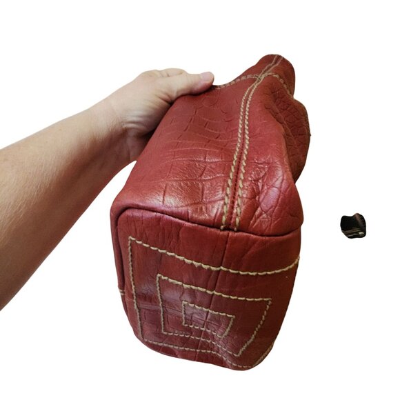 Tignanello Bucket Tote Shoulder Bag Reptile print Red - Picture 3 of 9